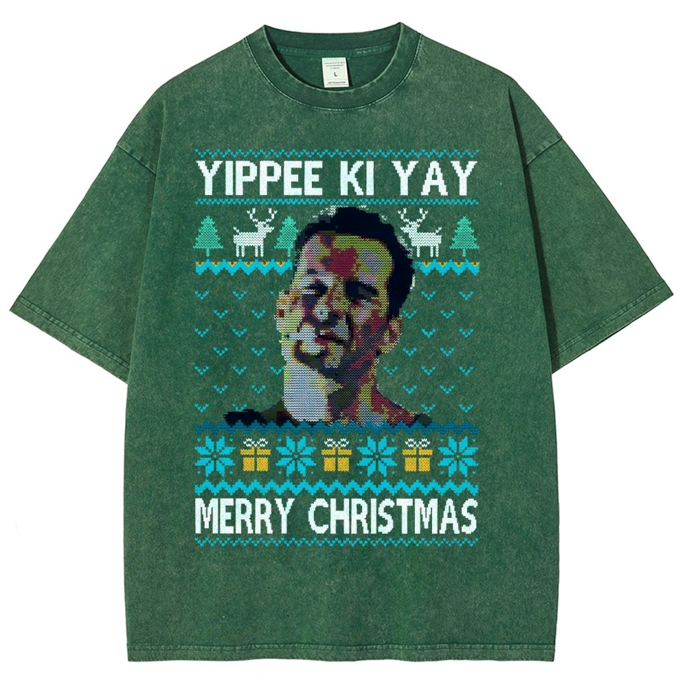 Yippee Ki Yay Christmas Vintage Distressed T-shirt