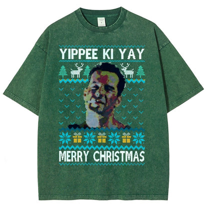 Yippee Ki Yay Christmas Vintage Distressed T-shirt