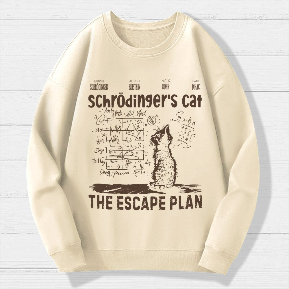 Schrodinger's Cat Escape Plan Interesting Physics Science Geek Cotton Sweatshirt
