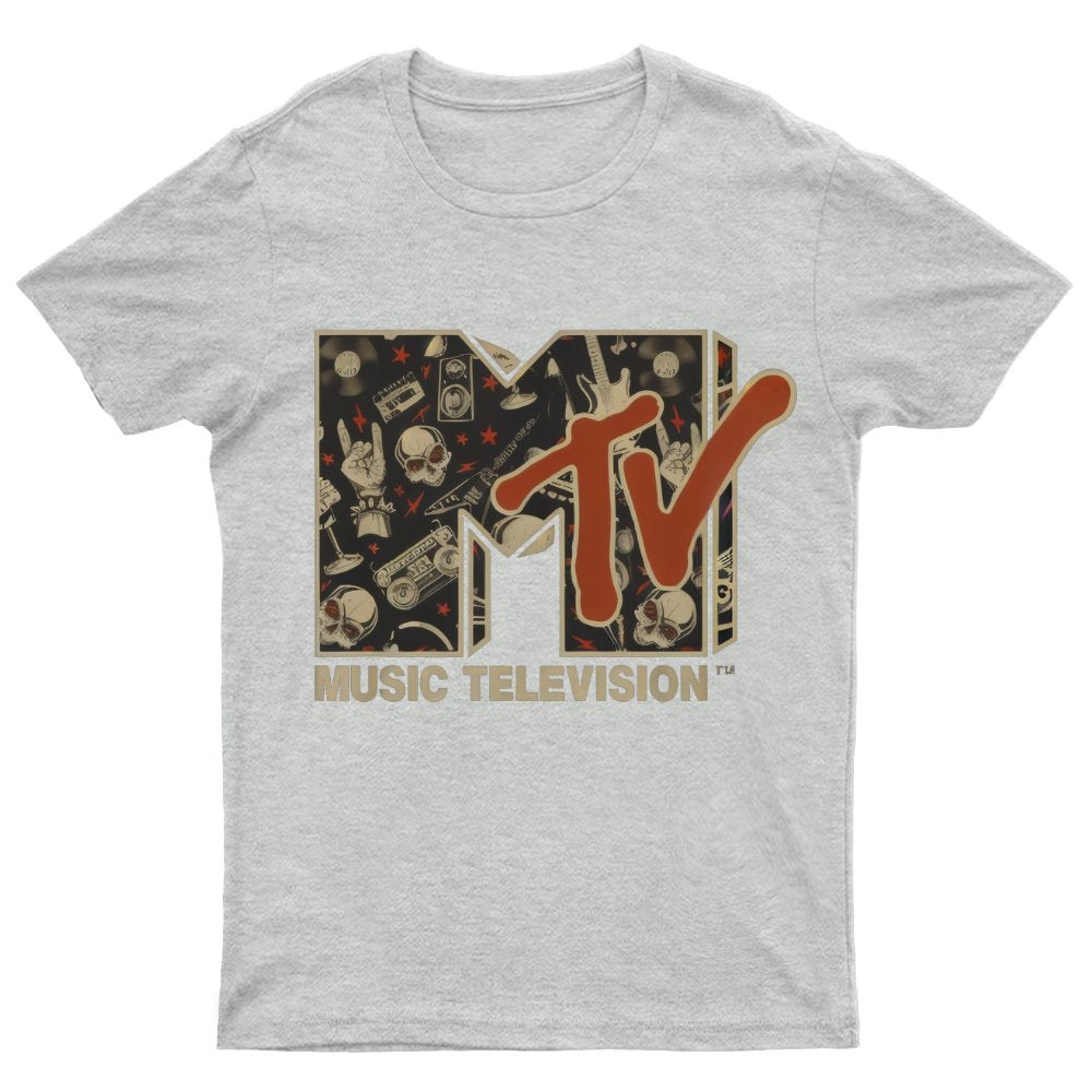 Mademark - MTV Rock n Roll Music Hard Heavy Metal Skull Guitar Vintage Nerdy T-Shirt