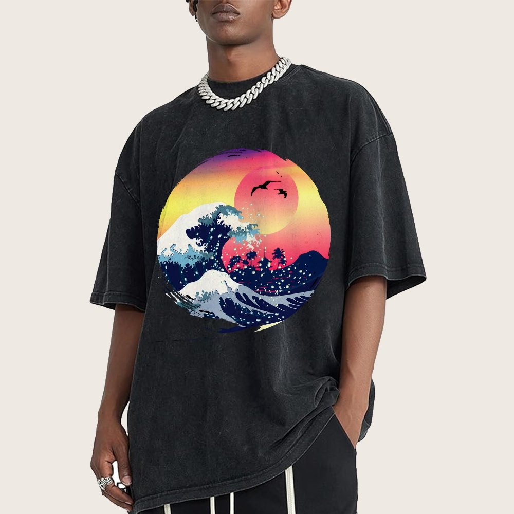 The Great Waves Vintage Distressed T-shirt