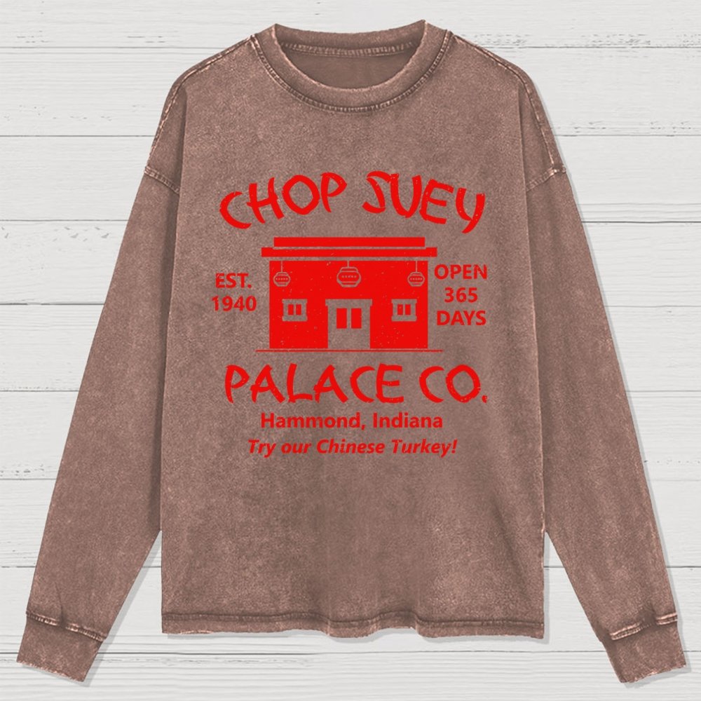Christmas Story Mysterious Eatery Washed Long Sleeve Tee