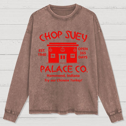 Christmas Story Mysterious Eatery Washed Long Sleeve Tee