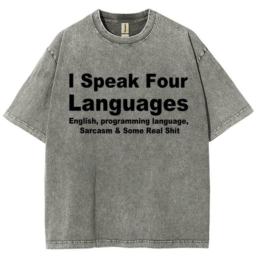Speak Four Languages Vintage Distressed T-shirt