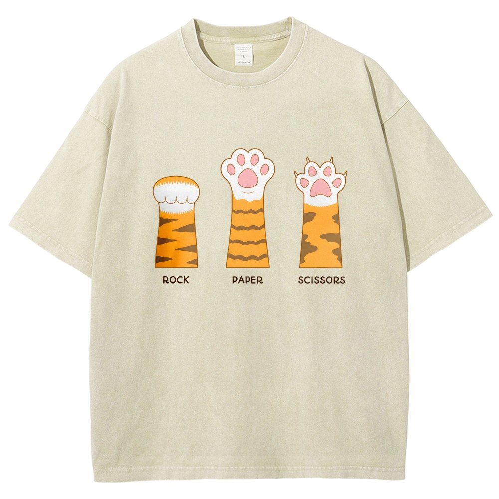 Rock Paper Scissors Purrfect Vintage Distressed T-shirt