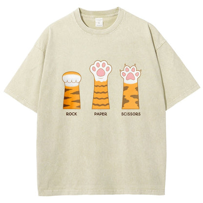 Rock Paper Scissors Purrfect Vintage Distressed T-shirt