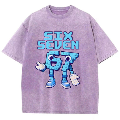 Six Seven Ice Cream Drip 67 Meme Gen Alpha Slang Vintage Distressed T-shirt