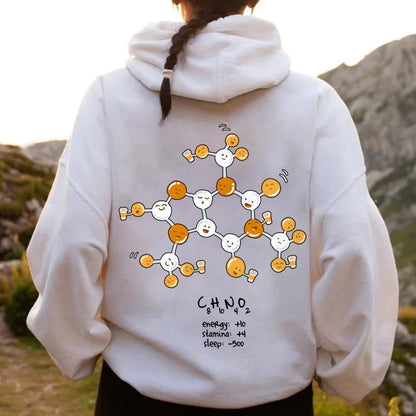 Caffeine Power Up Printed Back Unisex Cotton Hoodie