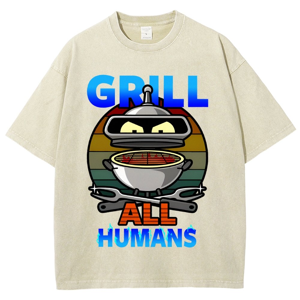 Grill All Humans Vintage Distressed T-shirt