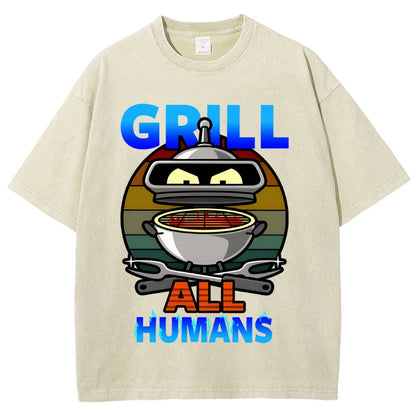 Grill All Humans Vintage Distressed T-shirt