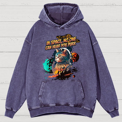 In Space No One Can Hear You Purr Vintage Distressed Hoodie