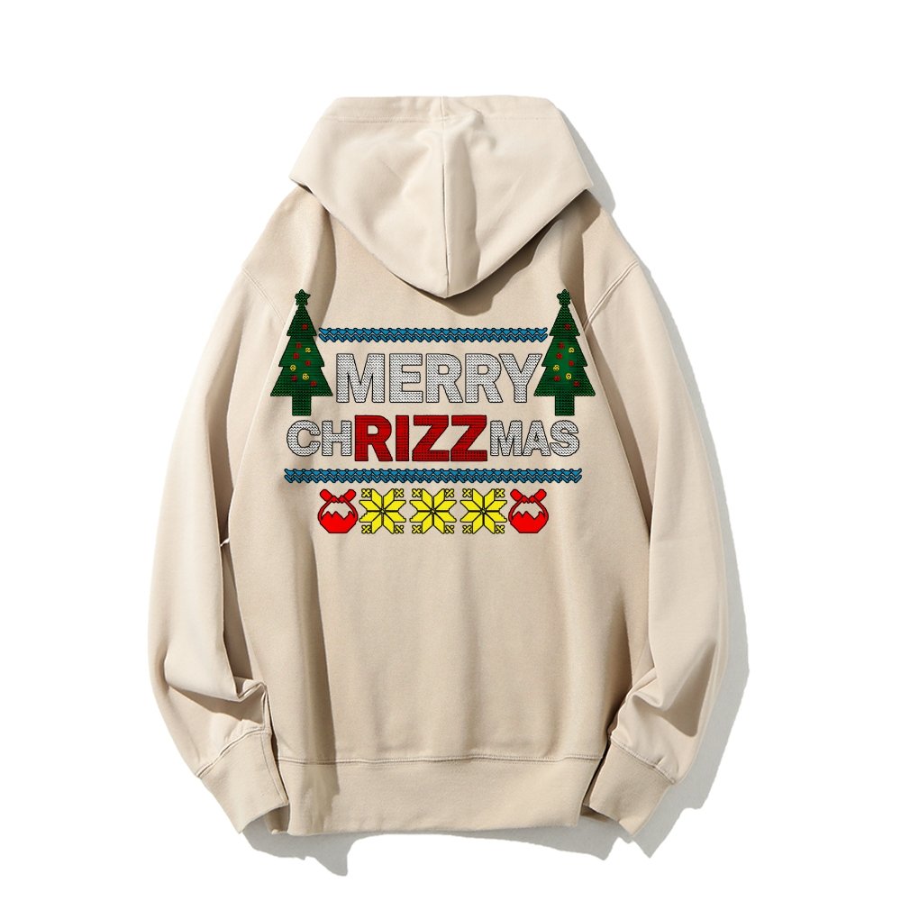 MERRY CHRIZZMAS Printed Back Unisex Cotton Hoodie