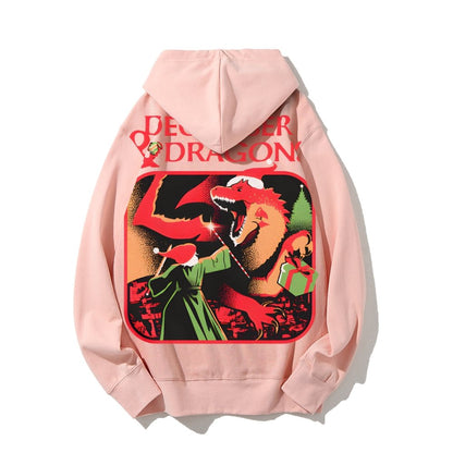 December & Dragons Printed Back Cotton Hoodie
