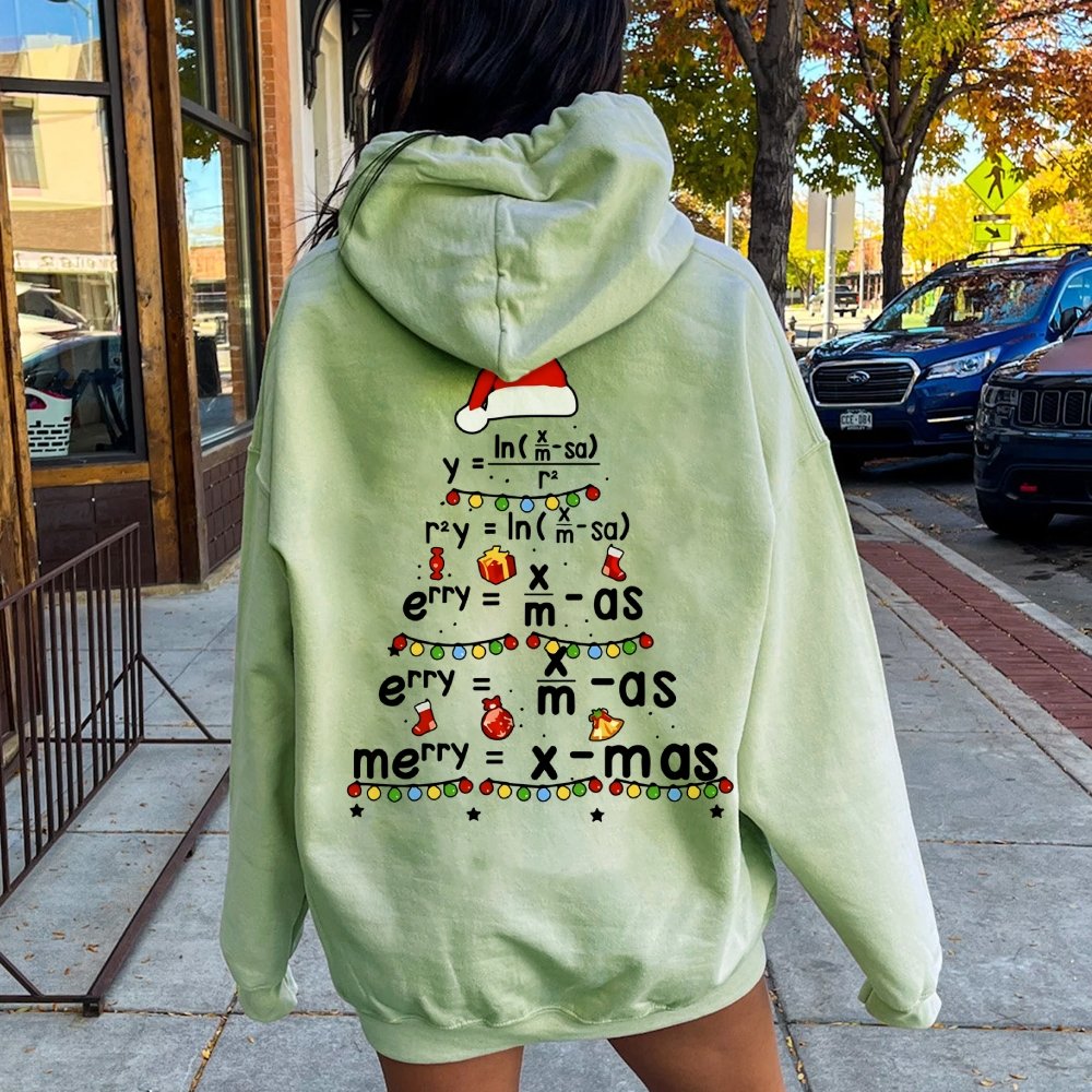 Christmas Math Printed Back Unisex Cotton Hoodie