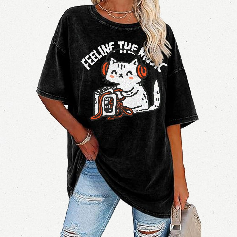 Feeline the Music Vintage Distressed T-shirt