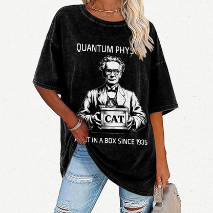 Schrödinger's Cat Quantum Vintage Distressed T-shirt