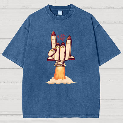 Rock On Rocket  Vintage Distressed T-shirt