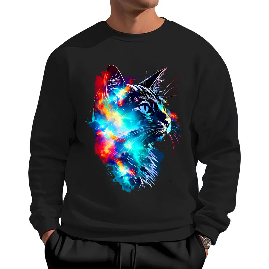 Cosmos cat Cotton Pullover Sweatshirt