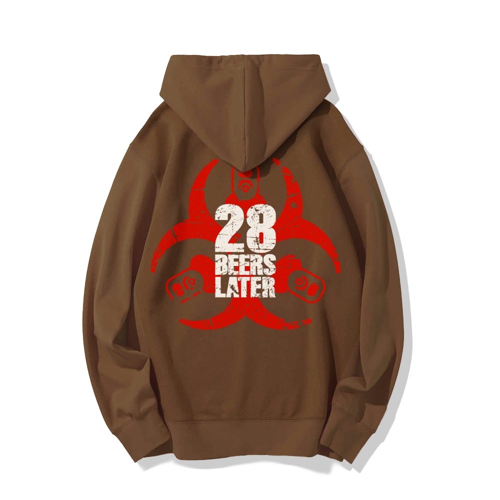 28 beers later Printed Back Unisex Cotton Hoodie
