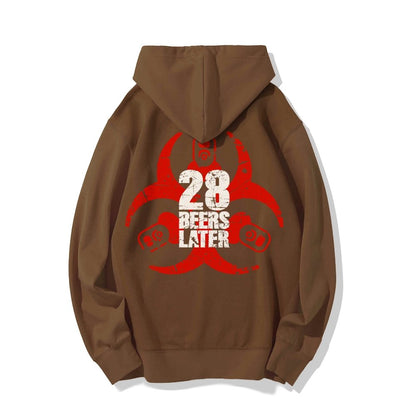 28 beers later Printed Back Unisex Cotton Hoodie