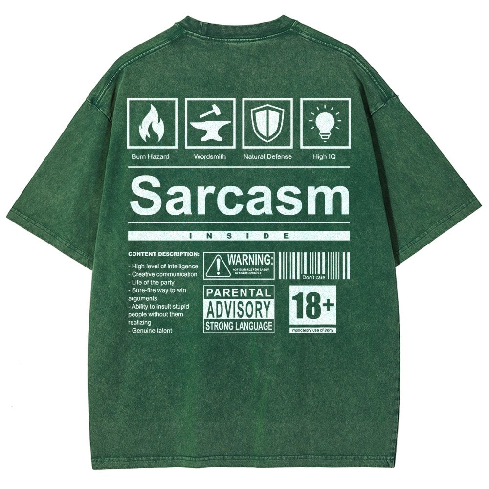 Sarcasm Label Washed T-Shirt