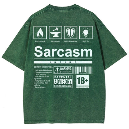 Sarcasm Label Washed T-Shirt