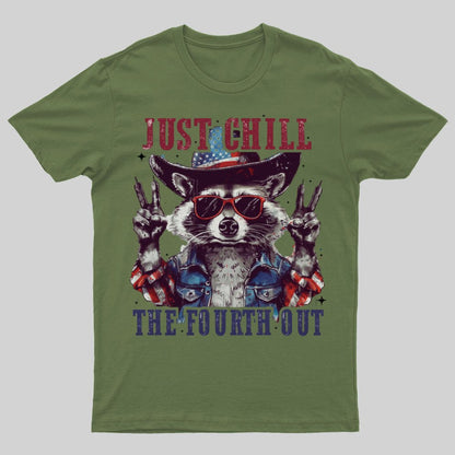 Raccoon Just chill the fourth out Independence Day 1776 Unisex T-Shirt