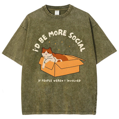 I'd Be More Social Vintage Distressed T-shirt