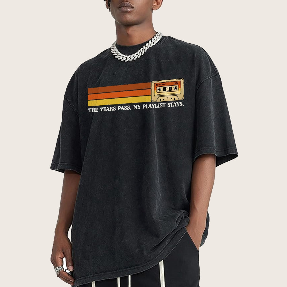 The Years Pass My Playlist Stays Vintage Distressed T-shirt