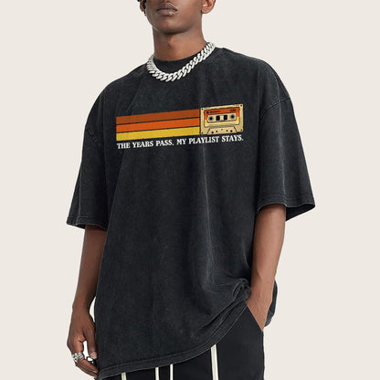 The Years Pass My Playlist Stays Vintage Distressed T-shirt