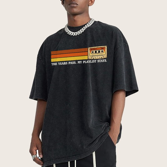 The Years Pass My Playlist Stays Vintage Distressed T-shirt