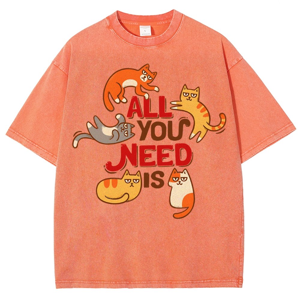 All You Need Is Cat Vintage Distressed T-shirt
