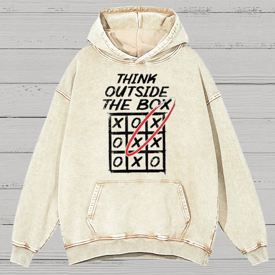 Think Outside The Box Nerd Vintage Distressed Hoodie
