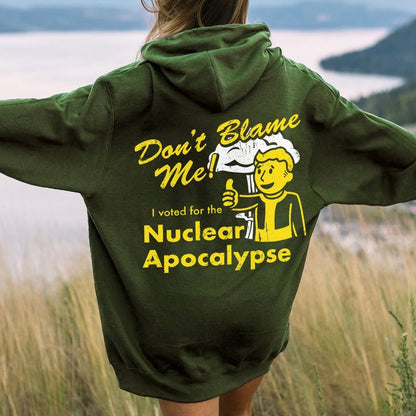 I Voted for the Apocalypse Printed Back Unisex Cotton Hoodie