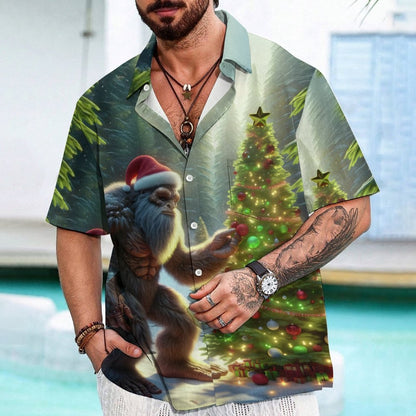 Funny Orangutan Decorating Christmas Tree Print Geeky Shirt