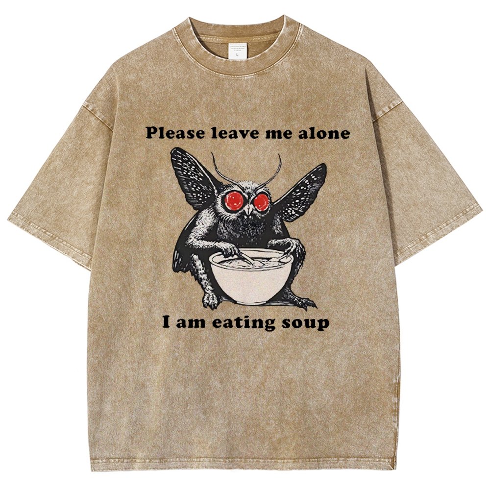Mothman Eating Soup Please Leave Me Alone I Am Eating Soup Vintage Distressed T-shirt