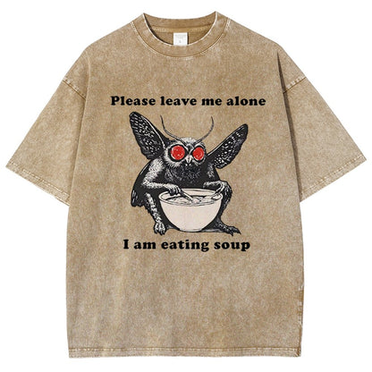 Mothman Eating Soup Please Leave Me Alone I Am Eating Soup Vintage Distressed T-shirt