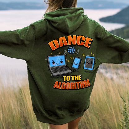 Dance To The Algorithm Funny Printed Back Unisex Cotton Hoodie