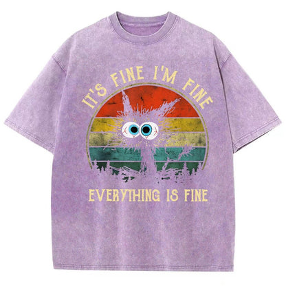 It ‘s Fine I am Fine Everything Is Fine Funny Black cat Vintage Distressed T-shirt