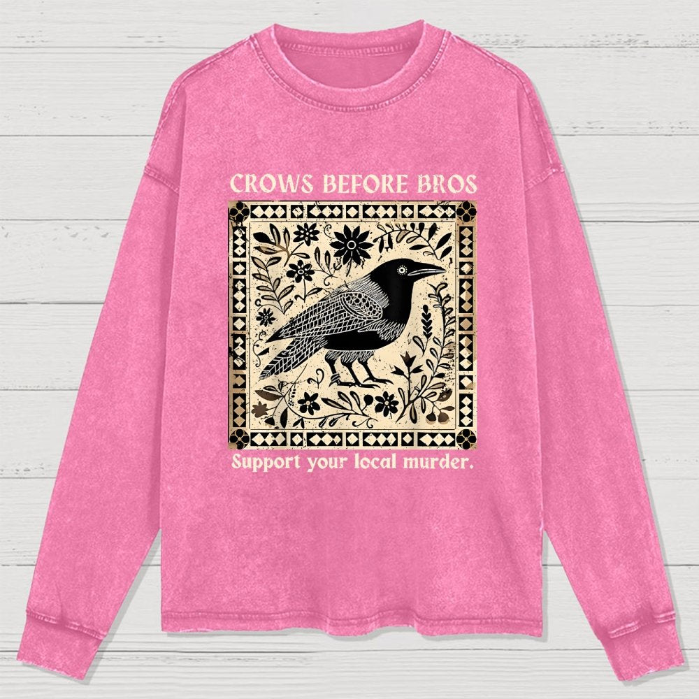 Crows Before Bros Washed Long Sleeve Tee