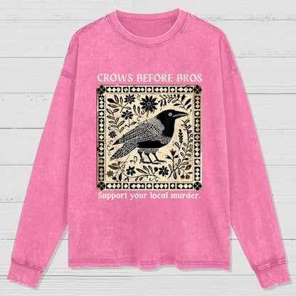 Crows Before Bros Washed Long Sleeve Tee
