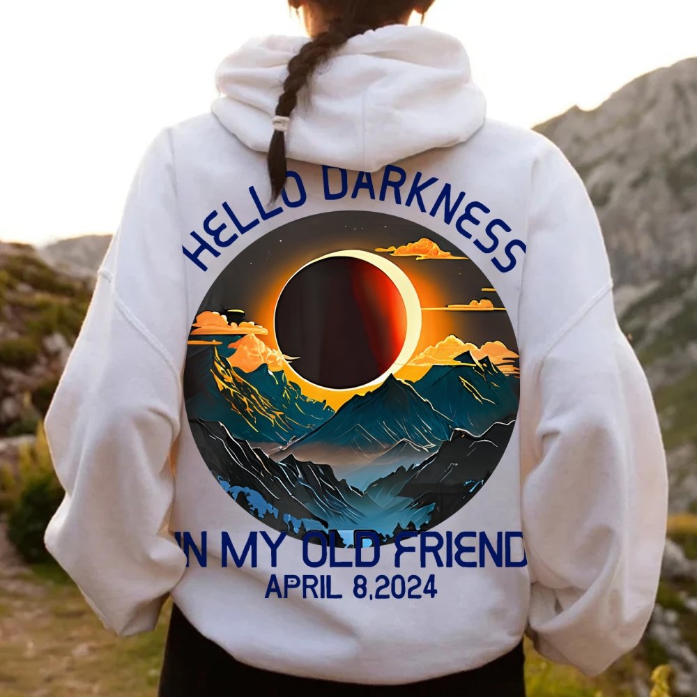 Hello Darkness My Old Friend Nerdy Graphic Geek Printed Back Cotton Hoodie