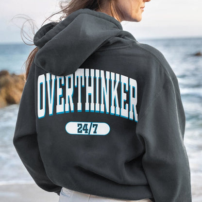 Overthinker All the time Printed Back Cotton Hoodie