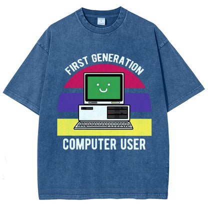 First Generation Computer User Vintage Distressed T-shirt