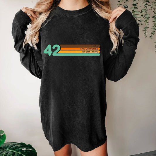 42  Life The Universe And Everything Washed Long Sleeve Tee
