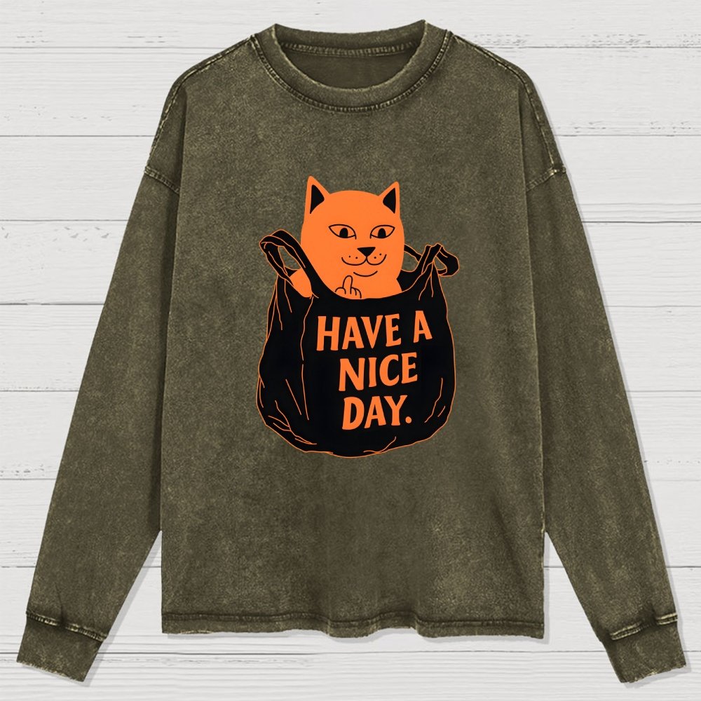 Have A Nice Day Washed Long Sleeve Tee