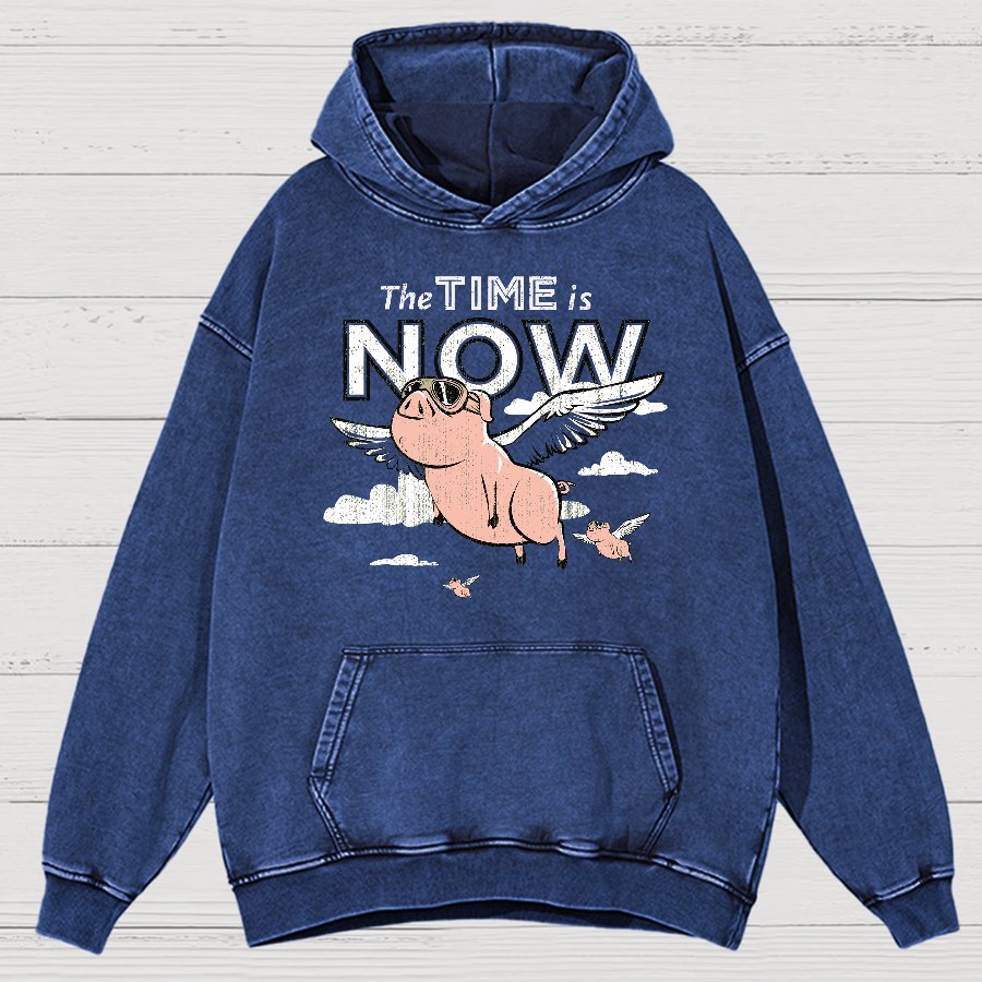 The Time Is Now Vintage Distressed Hoodie
