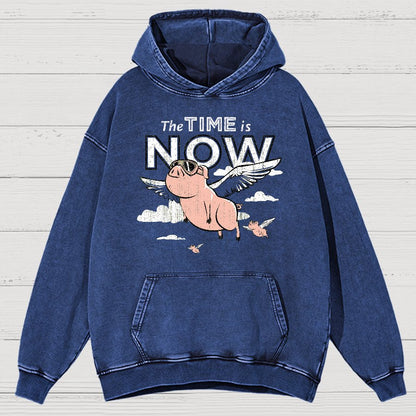 The Time Is Now Vintage Distressed Hoodie