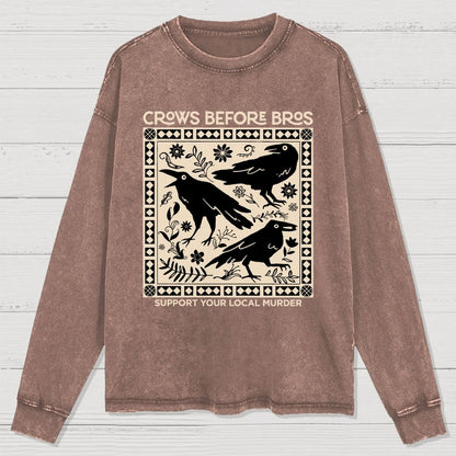 Crows Before Bros Washed Long Sleeve Tee