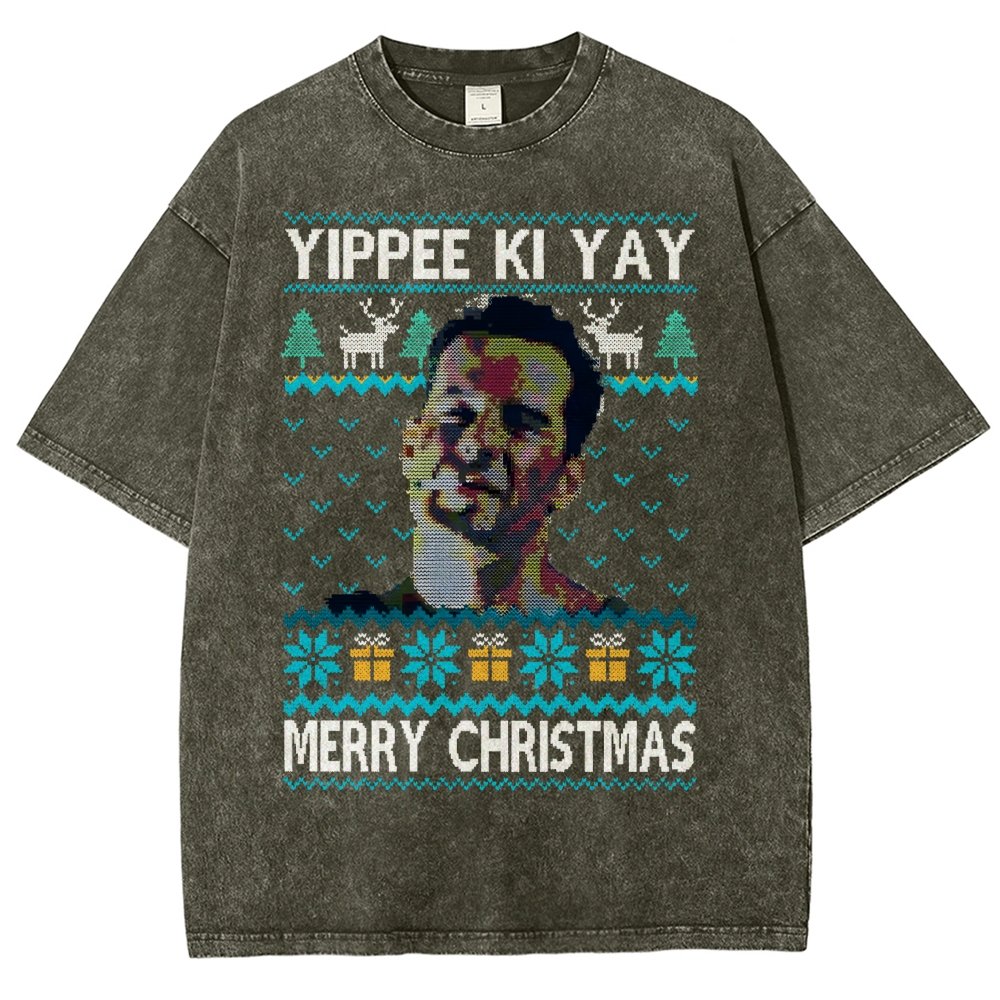 Yippee Ki Yay Christmas Vintage Distressed T-shirt